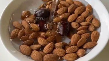 Creamy summer immunity drink made with almonds, dates, and carrots